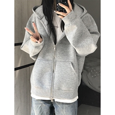 抖音得物高品质二开350克秋冬双头双拉链卫衣开衫外套W74，男装卫衣，电商A486