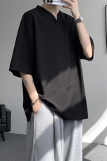 8XL-M短袖t恤男款夏季薄款垂感小V领七分袖加肥加大码DT005特P20，男装T恤，电商B312