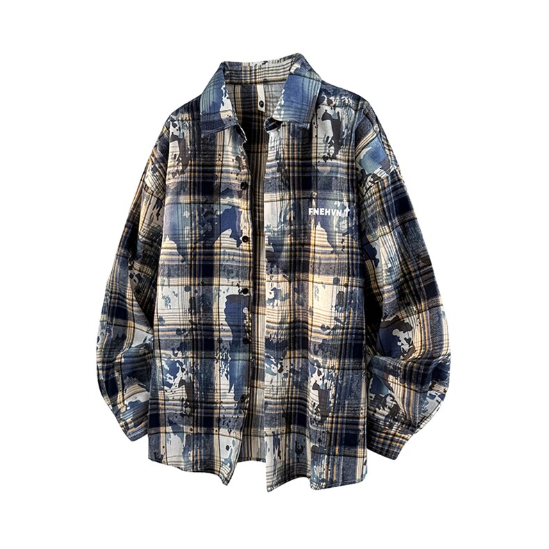 衬衫男春季新款港风宽松大码扎染长袖衬衣CS3098-特P30，男装衬衫，星座214-3