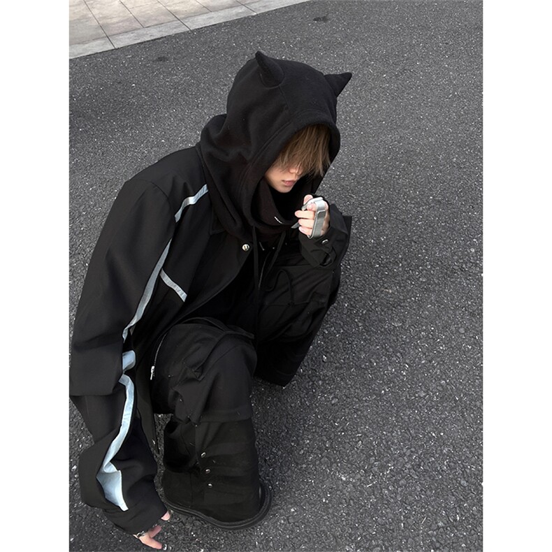 自家图，博主风cleanfit外套男短款撞色美式飞行员夹克JK2403-P85,男装夹克,星座1007（原301D）