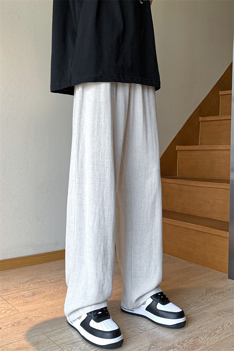 8XL-M特大码风亚麻裤休闲棉麻裤直通宽松冰丝裤K919P58控78,男装休闲裤,电商D206-1