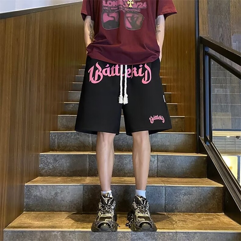 黑色短裤男款运动篮球休闲五分裤高街ins潮流宽松大裤衩沙滩裤夏,男装休闲裤,四季星座218-1