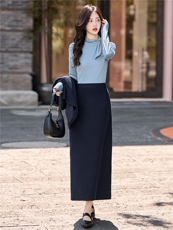 优雅气质蝴蝶结衬衫马甲半身裙三件套女2025秋新款轻熟风显瘦套装，女装套装/套裙，流量+
