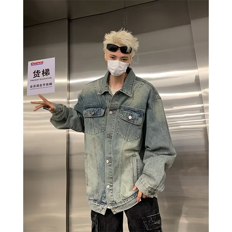复古牛仔外套女春秋款高级感潮牌水洗做旧宽松休闲夹克男8841P58,男装夹克,星座410-2