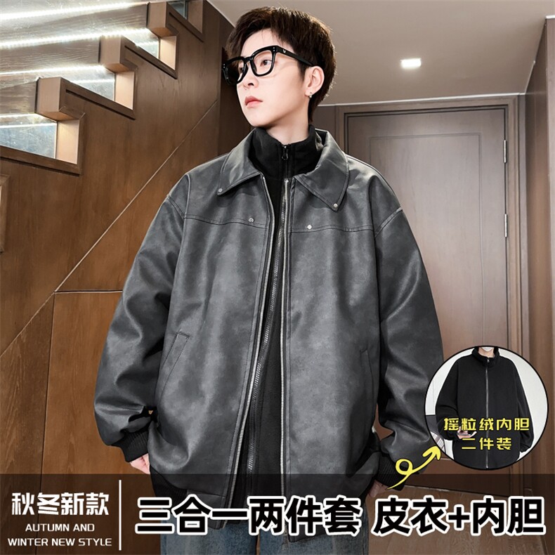 三合一两件套男士棉服皮棉袄冬季加厚棉衣潮流A266-PYT0101-P135图片