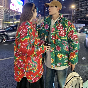 902情侣组合装棉衣外套保暖防寒男女东北大花袄风汉服团队服,短汉服斗篷搭配图片