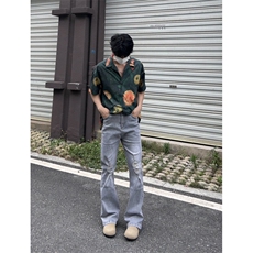 cleanfit夏季弹力牛仔裤男美式高街vibe裤灰色水洗做旧牛仔裤，男装牛仔裤，星座310A-4