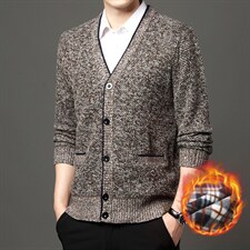 外贸秋冬男士针织开衫青中年加绒加厚长袖毛衣休闲外套KF8801 P42图片