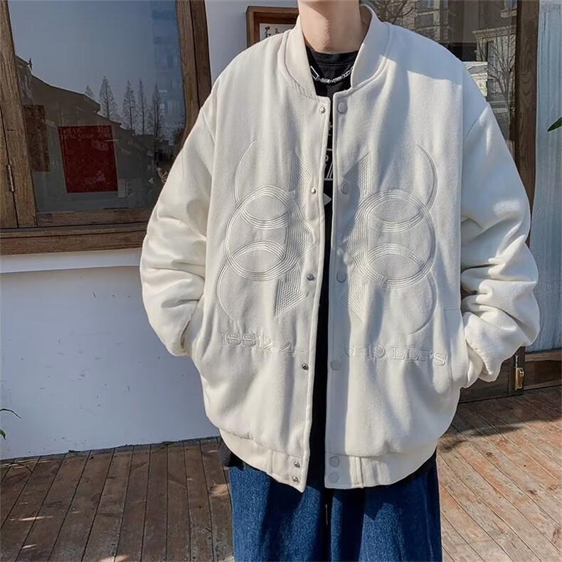 23年米色刺绣棒球服男潮情侣飞行夹克外套春秋新款~Y8828-p63,男装夹克,星座601-2