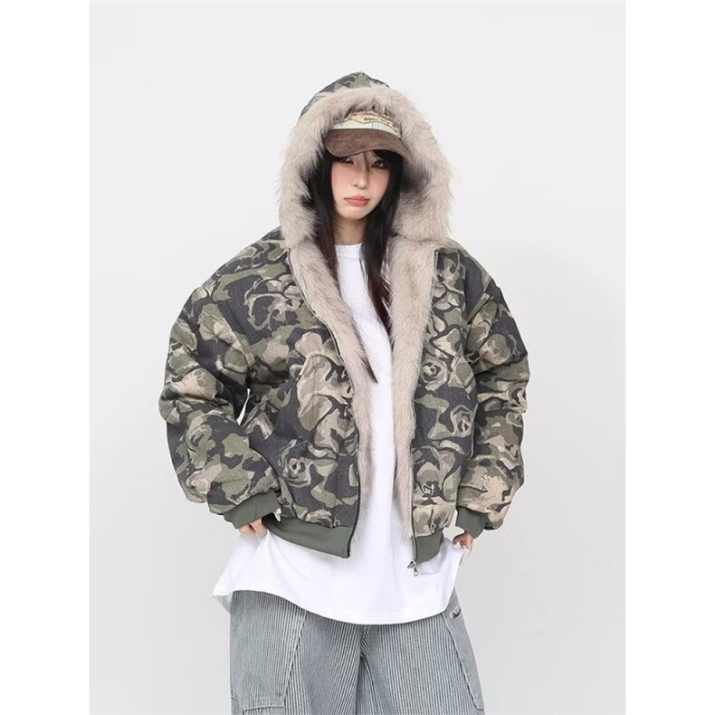 网图慎用特价版大毛领迷彩棉服棉衣XZ212-1-QW2109-P99,男装棉衣,星座212