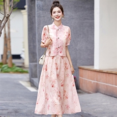新中式国风套装女2024夏季新款高级感淡雅禅意今年流行漂亮两件套，女装套装/套裙，香水丽阁