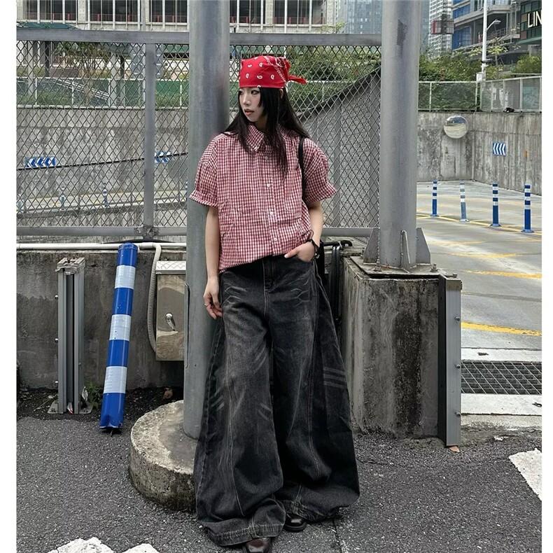 百搭夏季新款美式潮牌短袖衬衫男女潮复古翻领衬衣CSD22,男装T恤,星座208-5