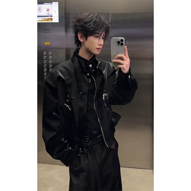 706-JK2626-P118现货春季男士蟒蛇纹理感皮衣短款机车夹克外套,男装夹克,星座706-1