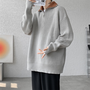 8XL-M立领半拉链毛衣男大码慵懒风宽松日系针织衫外套MY19002P78图片