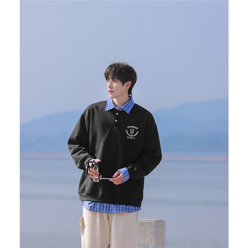 假两件大码M-5XL卫衣表面100%棉底部100%聚酯纤维78074P59控88,男装卫衣,星座226-1