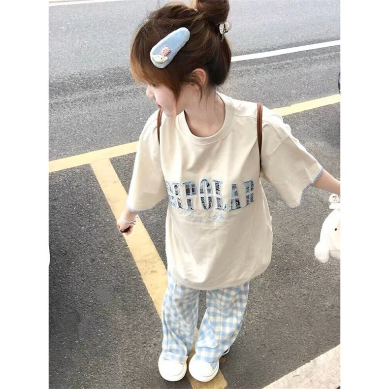H0682-P35前后贴布刺绣夏季新款宽松短袖T恤女装图片
