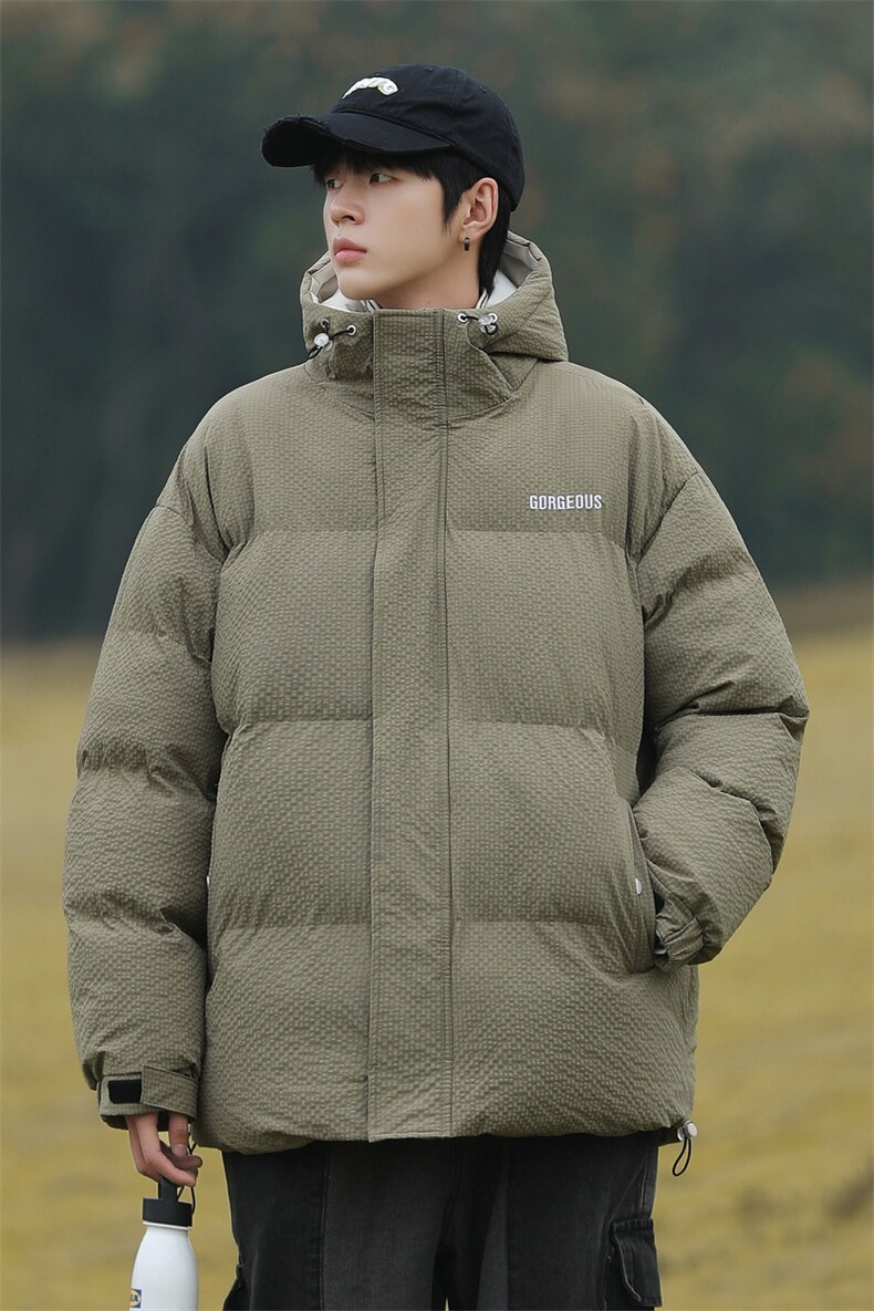 山系风连帽羽绒棉服冬季日系玉米格加厚棉袄外套A436-8879-P105,男装棉衣,电商A436