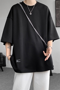 8XL-M 特大码美式男T侧面隐形口袋宽松内搭上衣冰丝短袖DX313P25图片