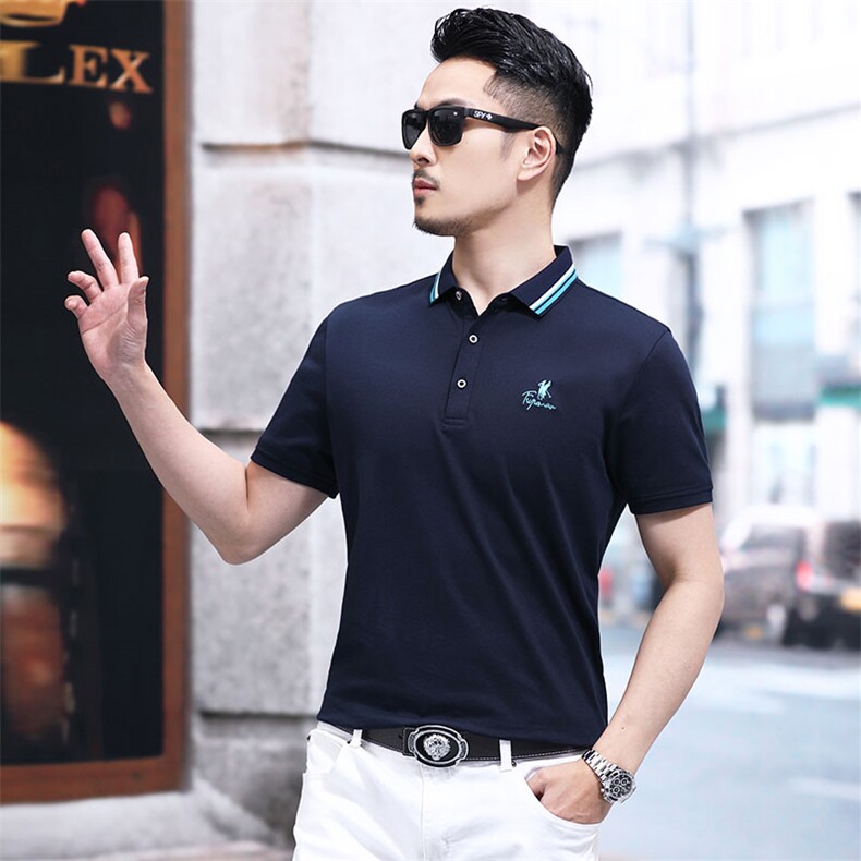 纯色短袖t恤男Polo衫2024新款翻领上衣服高端夏季装体桖P54,男装T恤,钱塘6003A(原)4033A