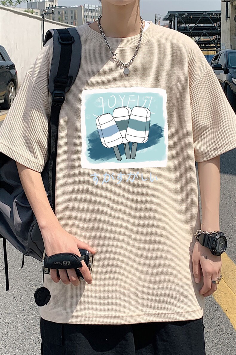 ！2022夏季男士华夫格短袖T恤清凉半袖体恤TXH217P25,男装T恤,电商B220