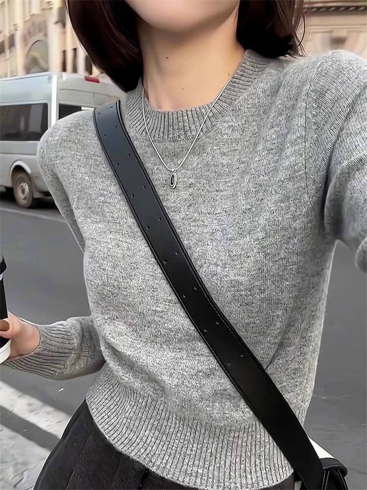 新款女装圆领百搭宽松羊毛衫羊毛时尚保暖上衣,女装羊毛衫,恩泰羊绒