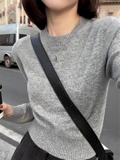 新款女装圆领百搭宽松羊毛衫羊毛时尚保暖上衣，女装羊毛衫，恩泰羊绒