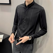 21秋季高级感衬衫男士长袖修身休闲衬衣潮流衣服CS117P45，男装衬衫，电商B413