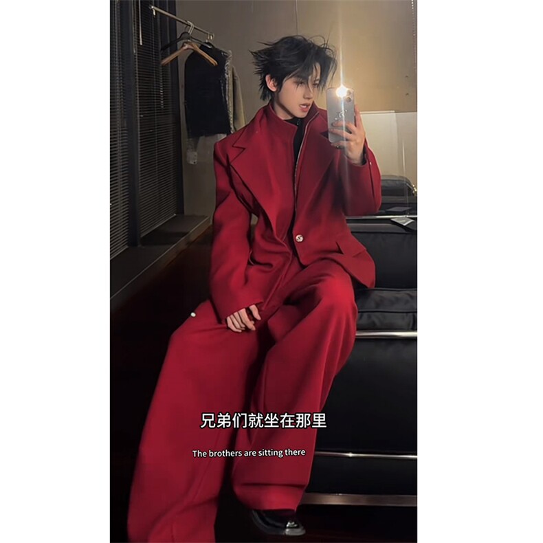 原版面料毛呢可脱卸真两件西服西裤套装W365-P135 K365-P75（网图图片