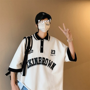 1港风polo衫男潮大码M-5XL情侣风翻领短袖T恤DP7741P45控68图片