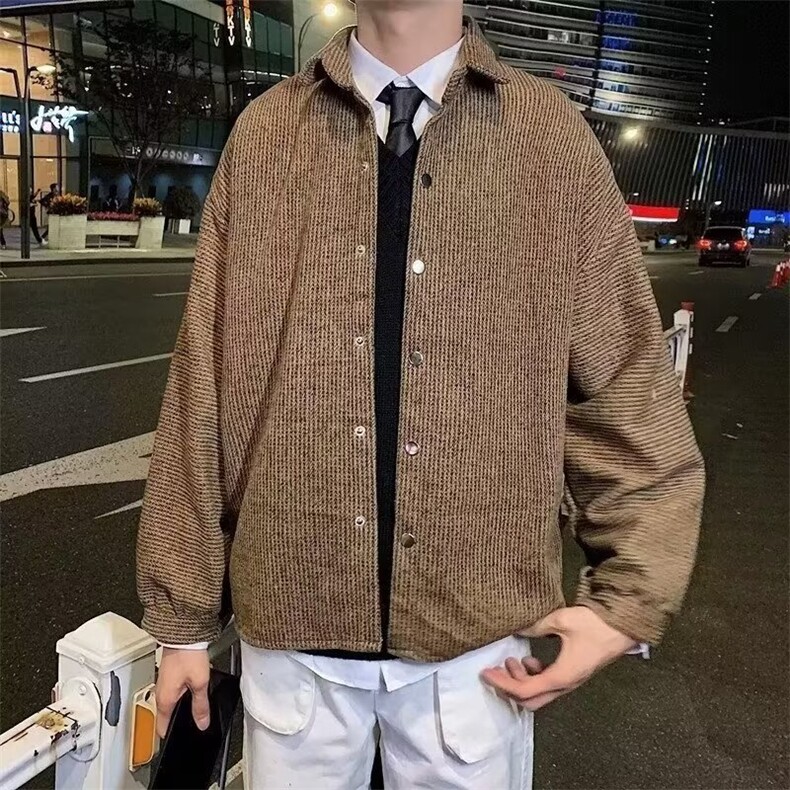 韩版日系灯芯绒衬衫男士休闲磨毛外套春秋季潮长袖衬衣MY808/P38,男装衬衫,星座506