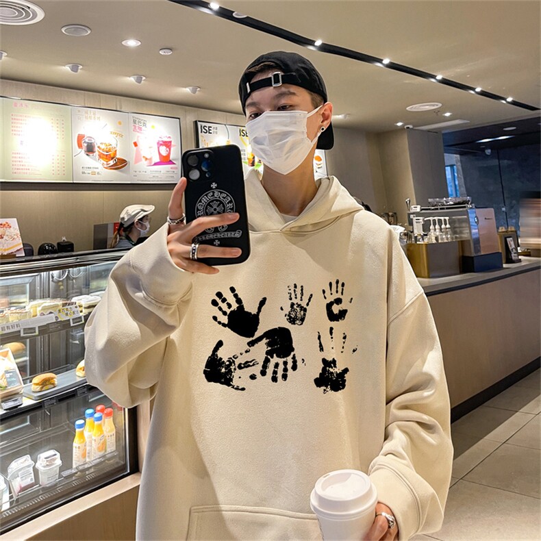 特P43控78秋季360G麂皮绒印花宽松休闲连帽卫衣JWY3271,男装卫衣,电商B370