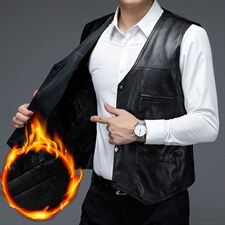 CE2025钱塘2020-2中年男士商务休闲春秋新款百搭皮衣马甲P36，男装皮衣，钱塘207-2