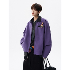 撞色水洗做旧帆布短款夹克男款vintage美式复古工装休闲外套JK003，男装夹克，电商B312