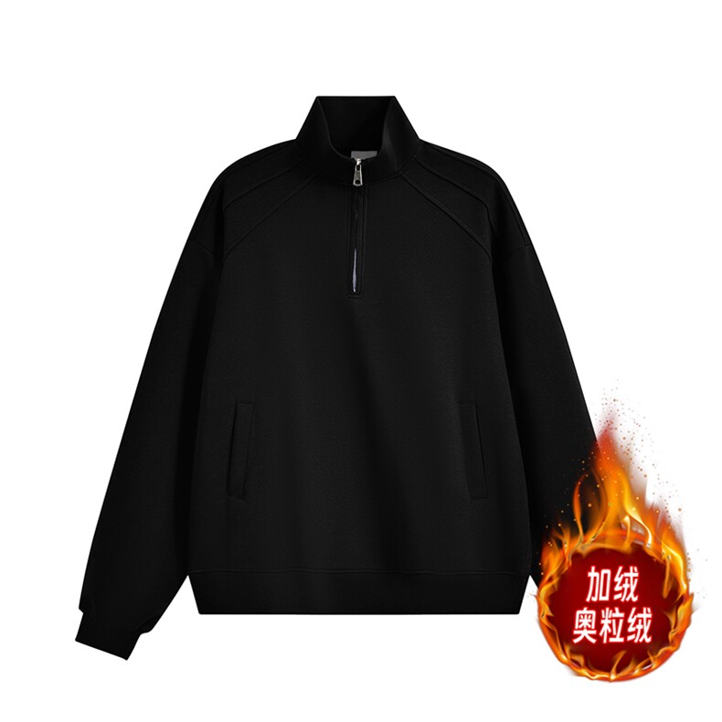 重磅500克拼接圆领卫衣加绒奥粒绒拉链POLO衫外套男 RH5316JR-P59图片