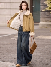 短款羽绒服女2025冬新款高级感巨好看宽松洋气拼毛加厚派克服外套，女装羽绒服，冬木谷雨