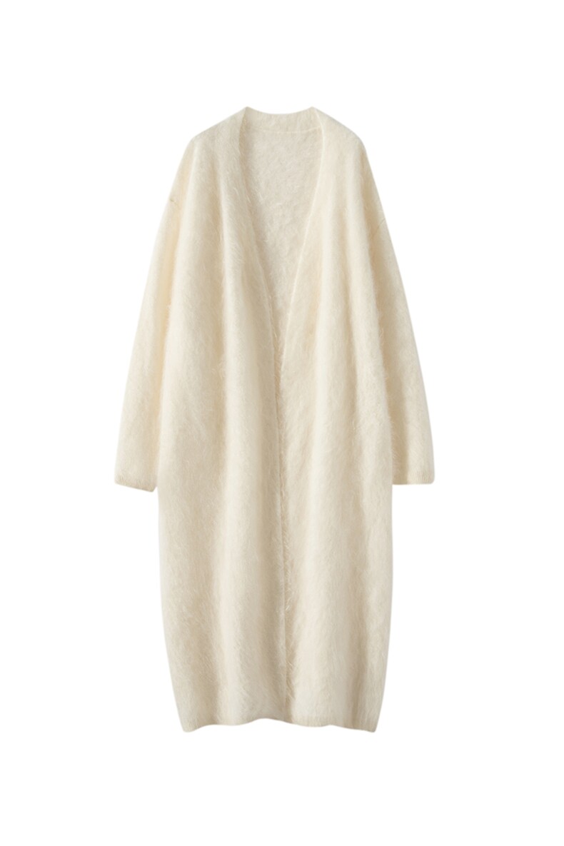2025春秋新款羊绒衫女100纯山羊绒宽松休闲针织长款开衫拉绒外套,女装羊绒衫,戎叶云台
