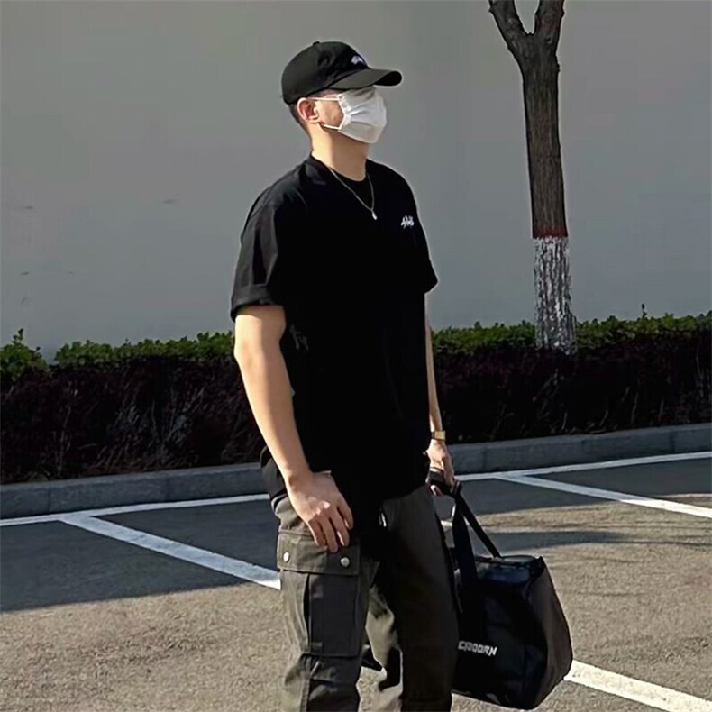 万针全刺绣工艺抖音得物高品质260克重磅纯棉双纱美式高街短袖T恤,男装T恤,电商A486
