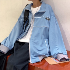 青少年炸街外套秋季立领宽松痞帅韩版潮流上衣反光夹克W1347-P55，男装夹克，星座512-2