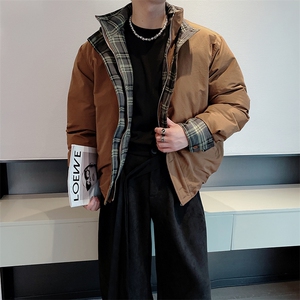 冬季新款高级休闲格子拼接立领棉衣保暖棉服男 M212-P158 (档口图图片