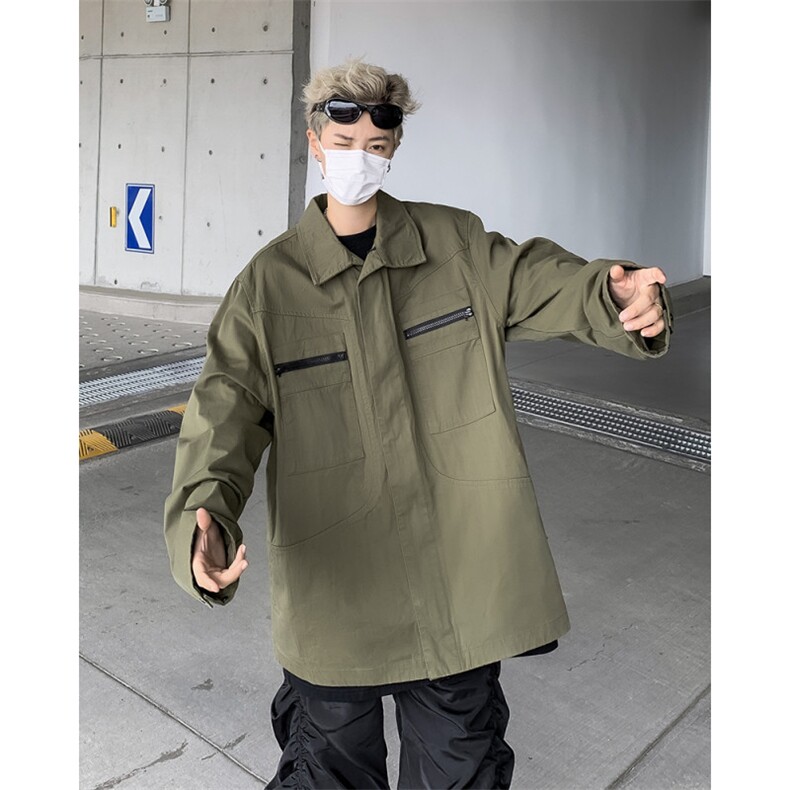 秋款男夹克工装拉链口袋宽松休闲外套JK195P68,男装夹克,星座1013-1