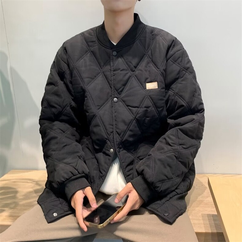 冬季棉袄菱格棉服男学院风百搭休闲棒球领夹克外套,男装夹克,星座410-7