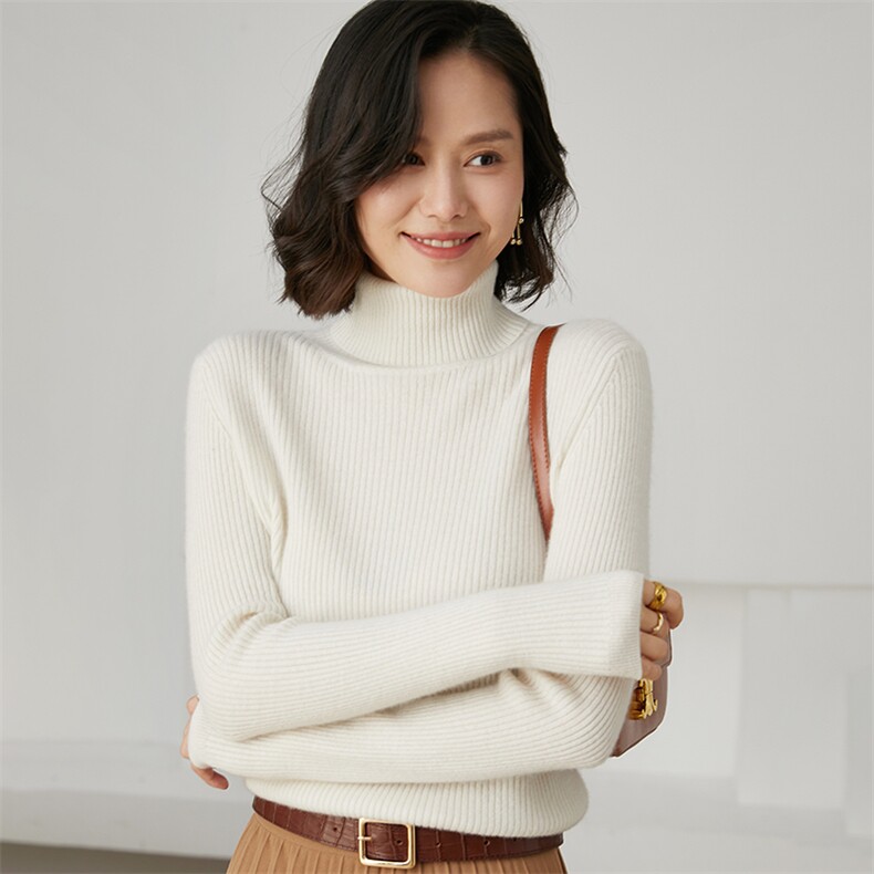 时尚潮流2024年秋季新款保暖时尚女士35%绒高翻领羊绒衫,女装羊绒衫,艾米娇羊绒