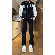 现货秋冬渐变拉链黑色直筒大码修身牛仔裤男K5804-K5805-P50，男装牛仔裤，星座205