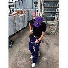 春夏新款刺绣印花小脚裤男潮韩版修身潮流长裤子男，男装休闲裤，四季星座505