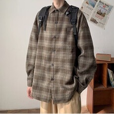 现货格子衬衫男长袖秋冬痞帅外套冬季复古潮工装衬衣WLC233-P65，男装衬衫，星座1008