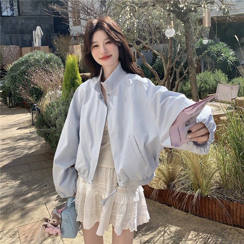 新品~韩版简约休闲风立领短外套28651-P149-K248,女装短外套,2B076