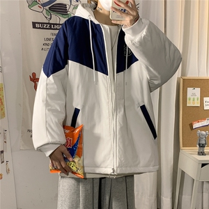 1港风连帽宽松休闲拉链时尚大码M-5XL情侣棉服外套男7786P60控98图片