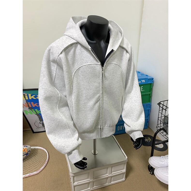 假模主推 500克重磅大廓形连帽卫衣cleanfit宽松拉链外套D391 P88图片