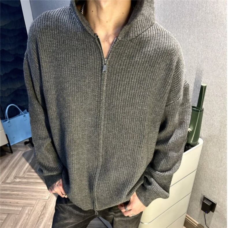复古针织开衫外套男装2026秋冬季美式慵懒风痞帅宽松毛衣,男装针织衫/毛衣,星座218-1（原230）