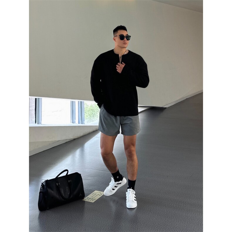 【有货】cleanfit半拉链华夫格卫衣男款圆领长袖t恤W007LL-特P38,男装卫衣,星座1007（原301D）